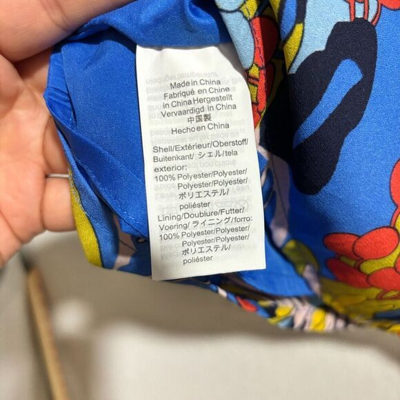 J Crew Mercantile A Line Faux Wrap Dress Blue 8 Colorful Floral Print Tropical - Picture 11 of 14